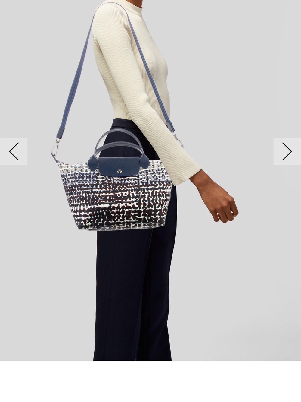 LONGCHAMP LE PLIAGE NEO FANTAISIE POLKA SMALL TOP HANDLE NAVY - Picture 3 of 9